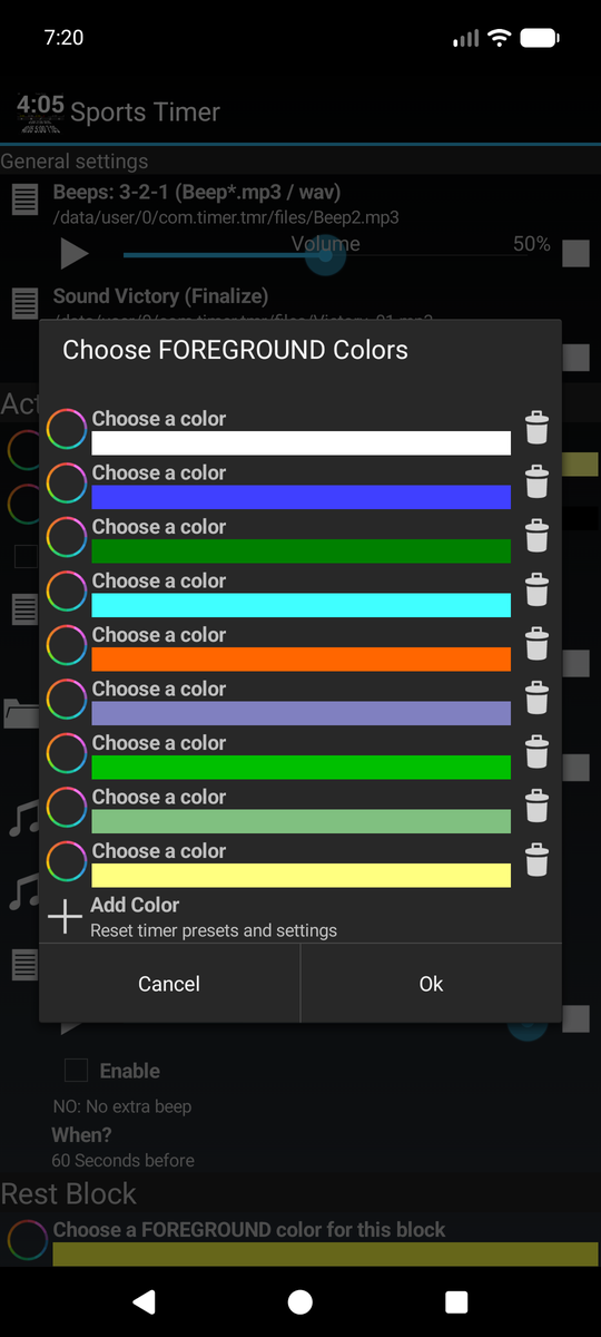 The colour picker of the app